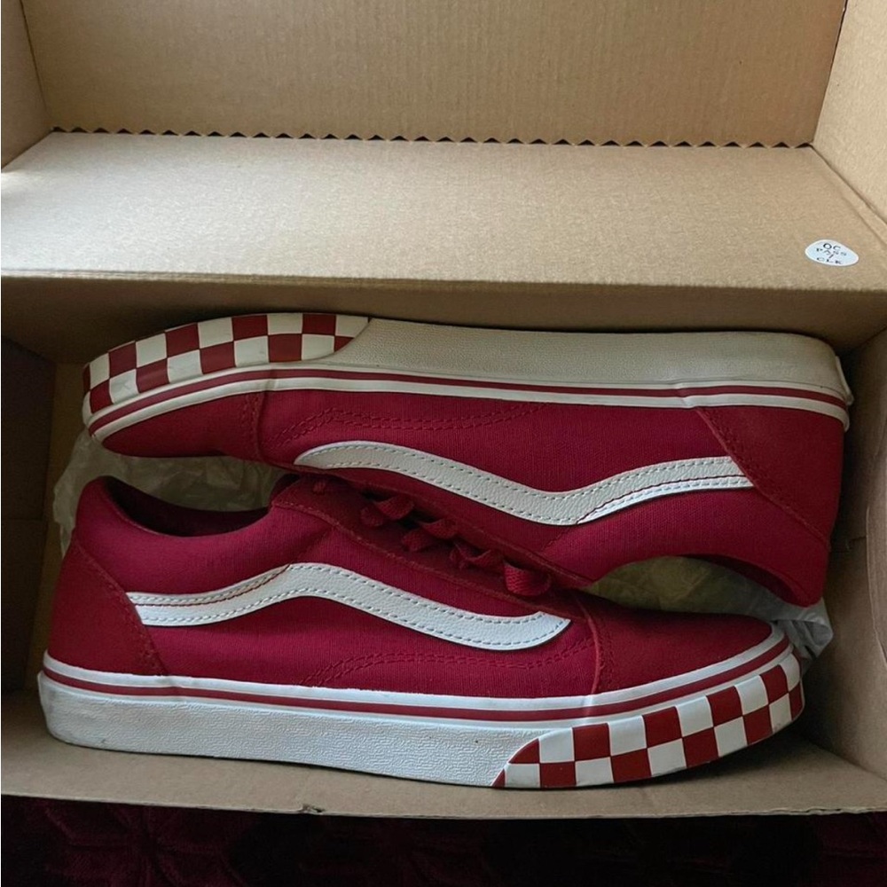 Vans Red and White checker shoes